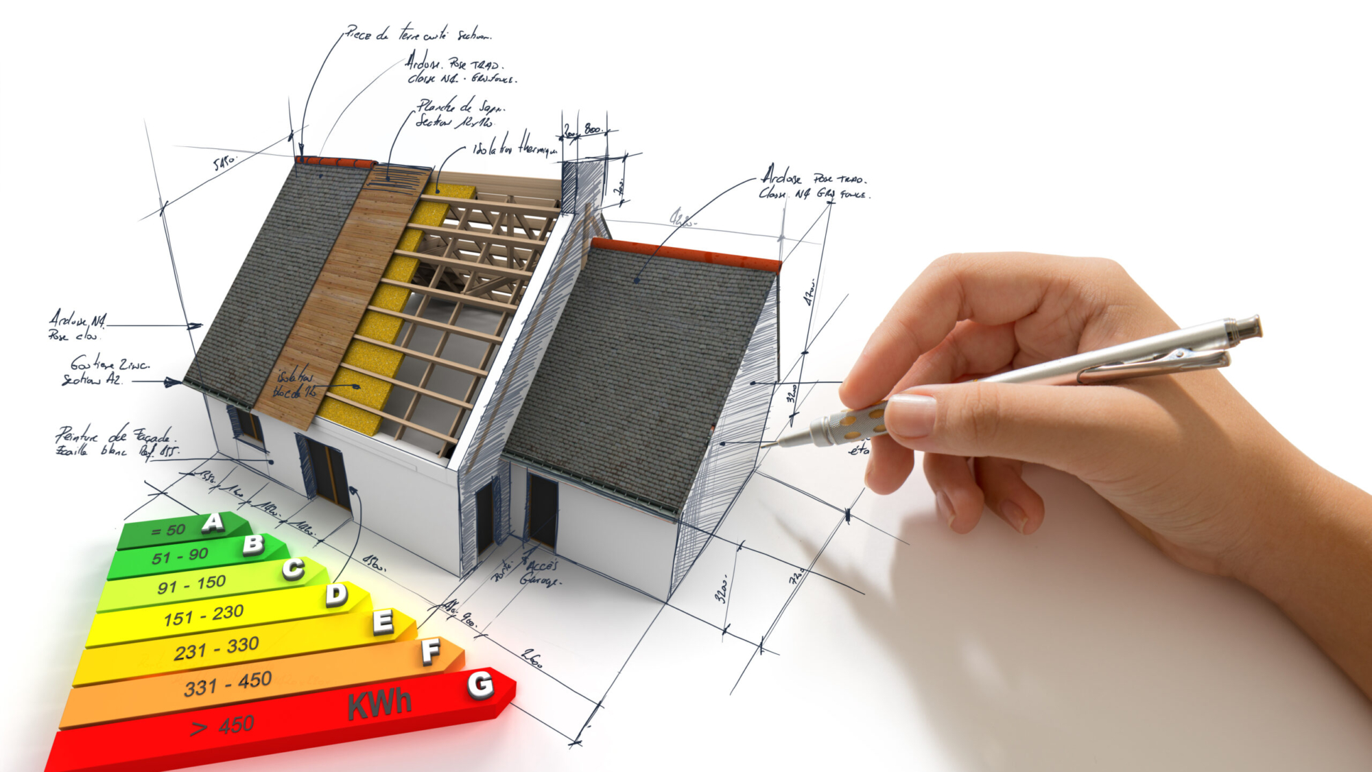 Hand sketching on an energy efficiency project